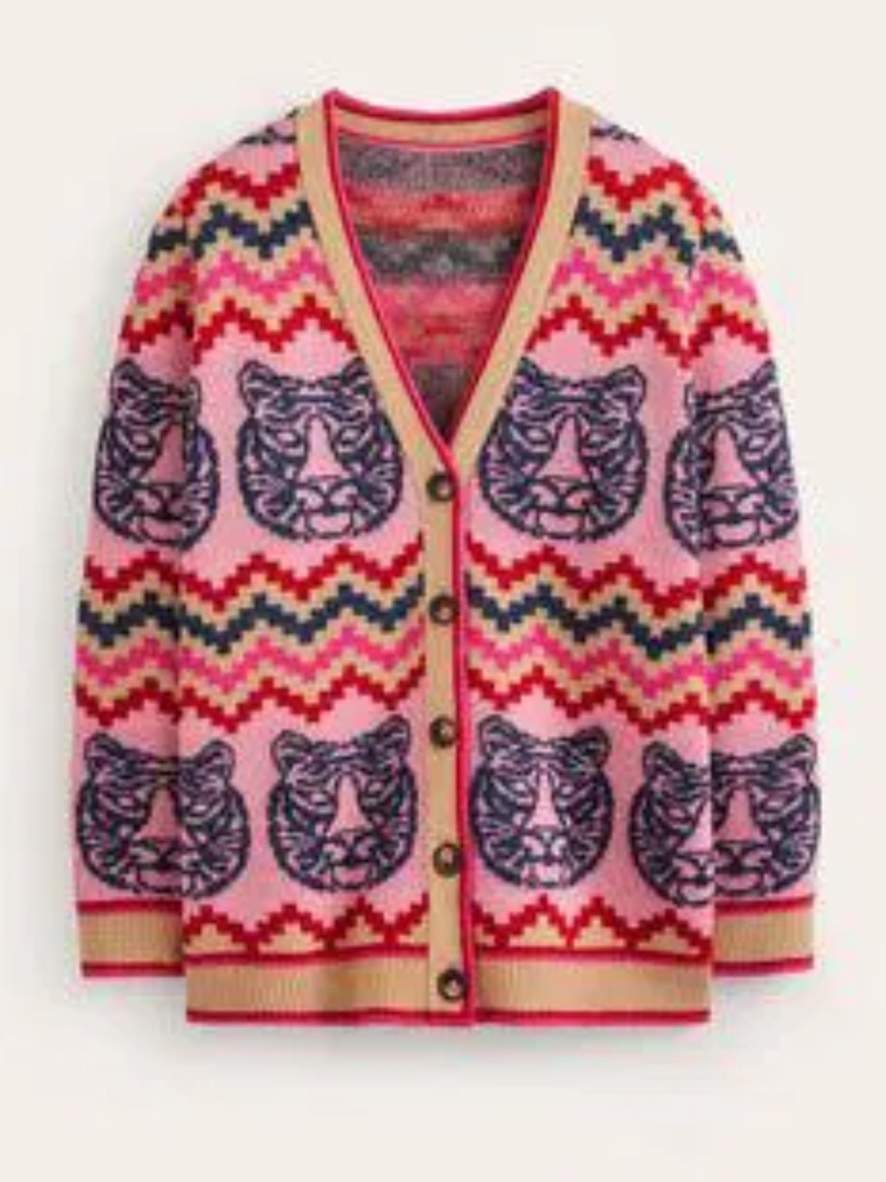 BODEN Patterned Button-Front Women's Cardigan Sweater - Picture 1 of 10